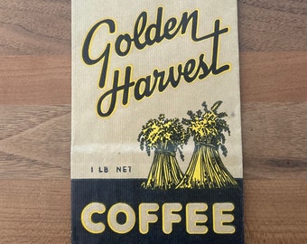 Vintage Coffee Bag (Advertising Art) Golden Harvest Coffee- Behring-Stahl Coffee Co. (St. Louis, Missouri)