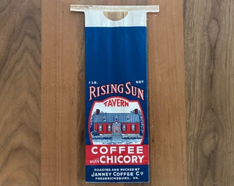 Vintage Coffee Bag (Advertising Art) Rising Sun Tavern Coffee with Chicory- Janney Coffee Co. (Fredericksburg, VA.)