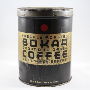Vintage Bokar Coffee One Pound Canister/ Tin (A & P Coffee Service, February 1932)