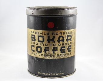 Vintage Bokar Coffee One Pound Canister/ Tin (A & P Coffee Service, February 1932)