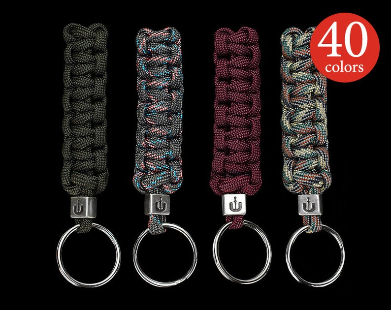 Paracord keychain 550 paracord keychain with branded bead Etsy