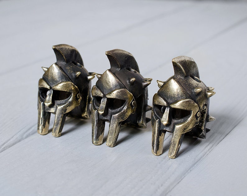 Spartan Gladiator helmet Paracord beads of bronze heavy beads are handmade unique designs! Maximus Gladiator Helmet paracord beads Big