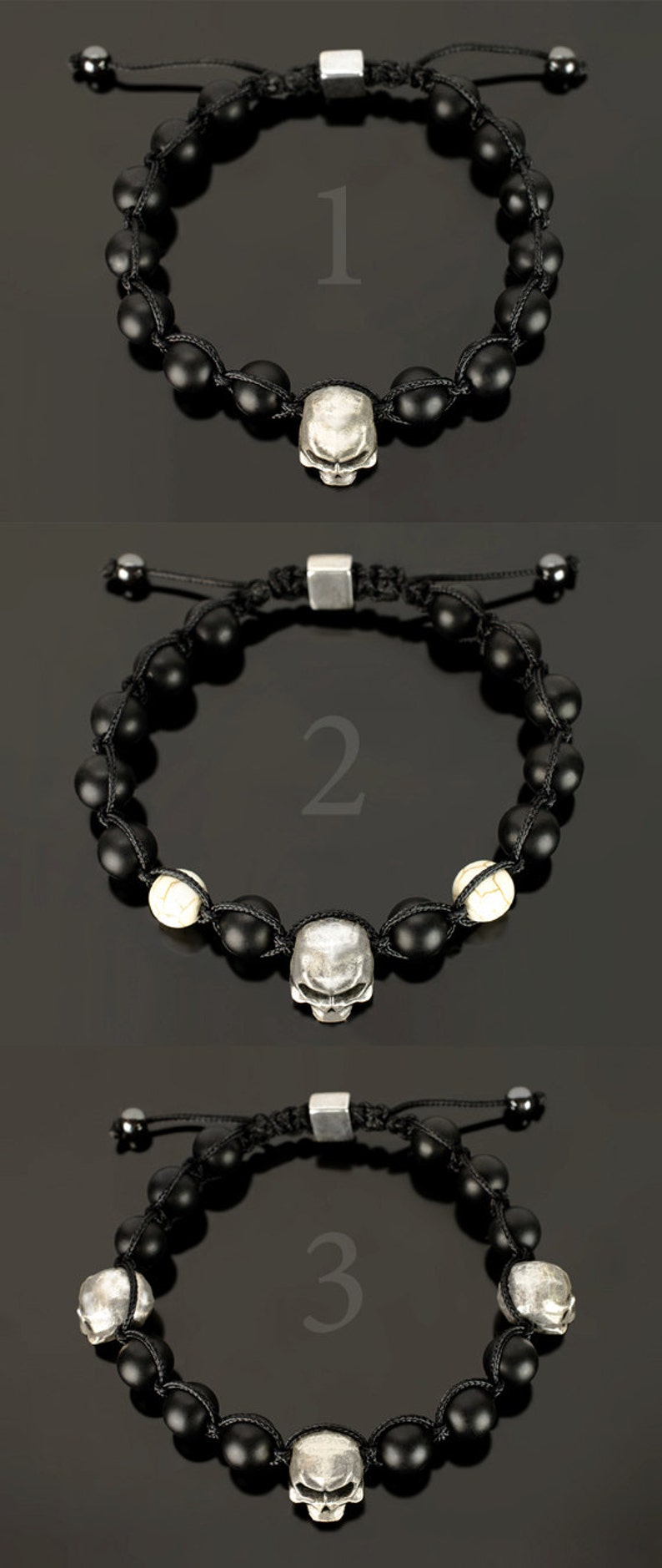 Shamballa bracelet Mens shamballa bracelet with skulls. 10 Etsy