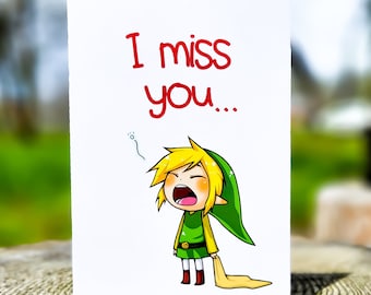 Legend of Zelda Nerdy Boyfriend Girlfriend Greeting Card | Nintendo | Gamer Card | Cute Link Card | I Miss You Card | Love Card | Birthday