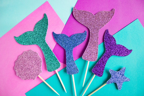 12 Mermaid Cupcake Toppers, Mermaid Tail Cake, Mermaid Cupcakes, Little Mermaid Cake, Under the Sea Party, Mermaid Decor, Mermaid Party Il_570xn
