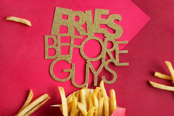 Galentines Day Cake Topper, Galentine's Day, Fries Before Guys, Valentine Day Decor, Valentines Decor, Galentine, Leslie Knope, Gold Glitter Il_570xn