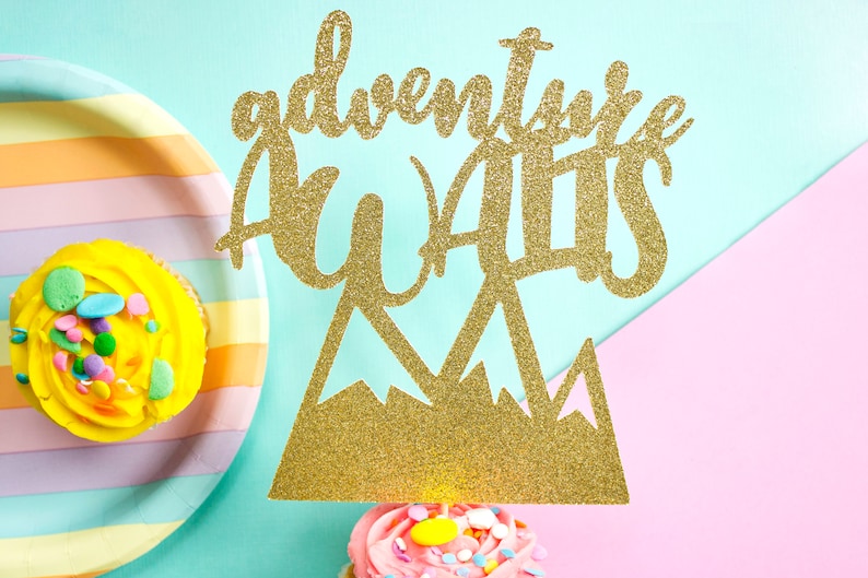 Adventure Awaits Cake Topper Wedding Cake Baby Shower Cake Etsy