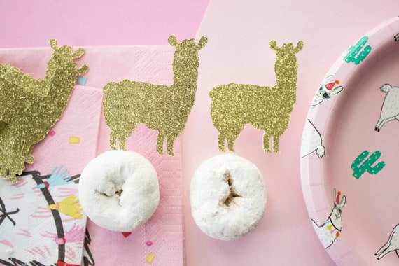 Llama Cupcake Topper, Llama Birthday, Llama Party, Llama Decor, Llama Gift, Llama Cake Topper, Animal Cake Topper, Llama Cupcakes, Gold Il_570xn