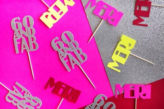 12 30 and Fabulous Custom Cupcake Toppers // Sixty and Fab / 50th Birthday Party // Fifty 50 & Fab / Milestone Birthday / Fab Cupcake Topper Il_570xn