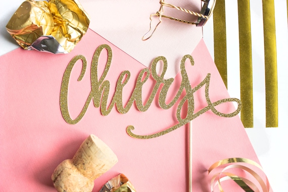 Cheers Cake Topper, Birthday Cake, Cheers to 30 Years, Cheers and Beers, Cheers Wedding Cake, Gold Glitter, Bridal Shower, 21st Birthday Il_570xn
