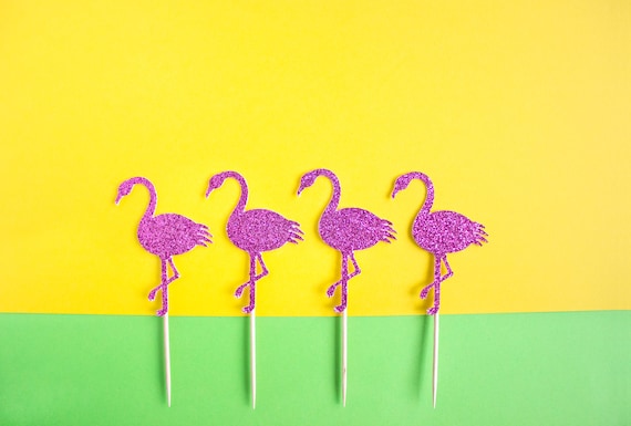 high glitter feather flamingo cake topper tropical hawaiian party decoration ZP