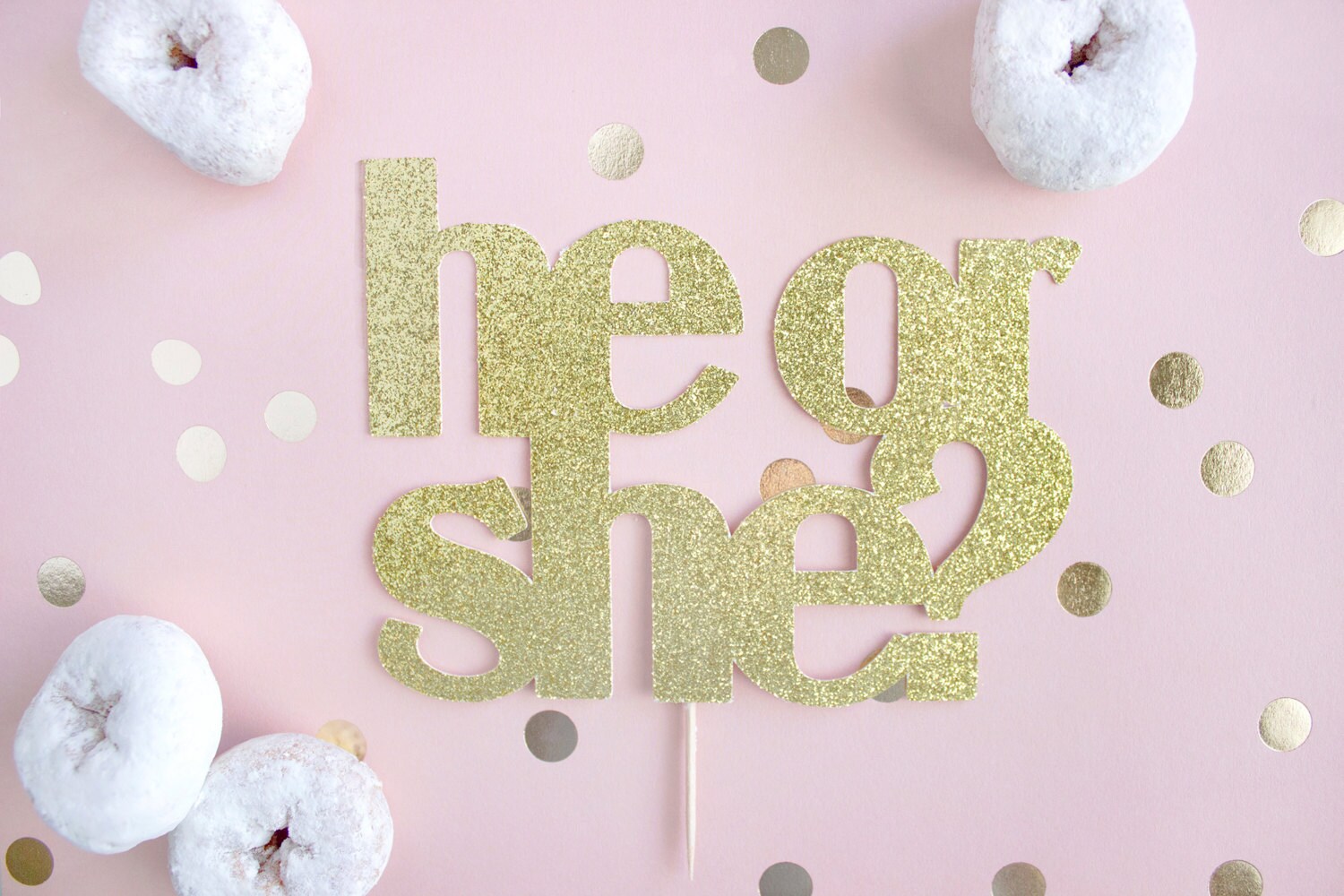 He or She Gender Reveal Cake Topper // Baby Shower Cake Topper Etsy