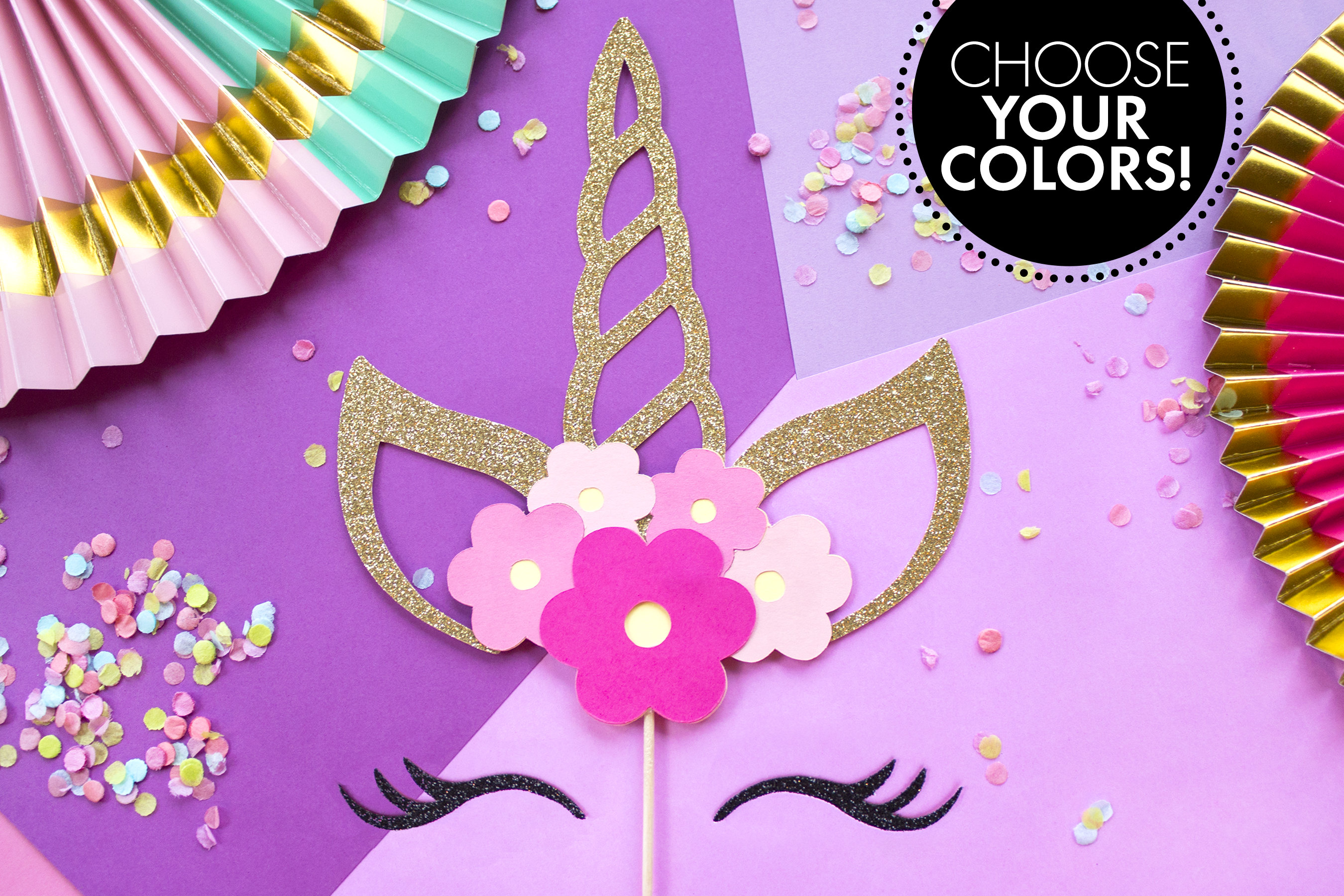 Unicorn Cake Topper, Unicorn Party, Unicorn Horn and Ears, Unicorn Bi…
