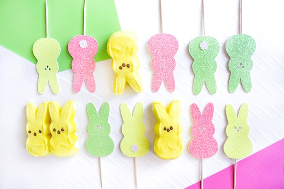 12 Easter Bunny Cupcake Toppers // Glitter Bunnies // Easter Cupcakes // Glitter Toppers // Bunny Decor // Easter // Easter Decor Il_570xn