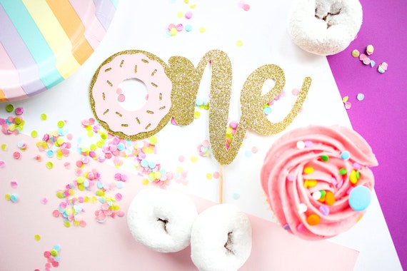 One Donut Cake Topper, Donut Cake Topper, Smash Cake Topper, 1st Birthday, First Birthday, Cake Topper Girl, Donut Grow Up Cake Topper, Gold Il_570xn