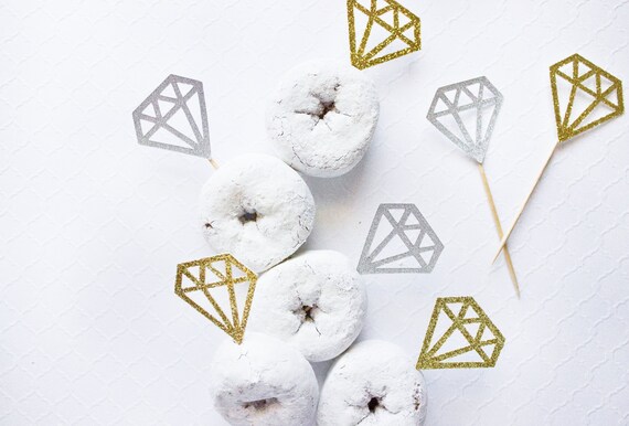 Diamond Cupcake Toppers, Engagement Party, Wedding Decor, Bridal Shower Cupcake, Donut, Engagement Topper, Wedding Cupcakes, Donut Topper, Il_570xn