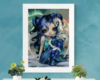 Dragon Girl Cross Stitch Pattern by Kustom Cross Stitch, Full Coverage Cross Stitch Pattern, Instant Download Cross Stitch Pattern