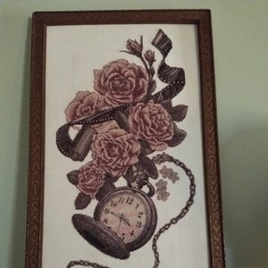 Timepiece and Roses Cross Stitch Pattern by Kustom Cross Stitch, Full Coverage Cross Stitch Pattern, Instant Download Pattern