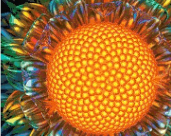 Orange Burst Mandala Cross Stitch Printable Needlework Pattern - DIY Crossstitch Chart, Relaxing Hobby, Instant Downloa