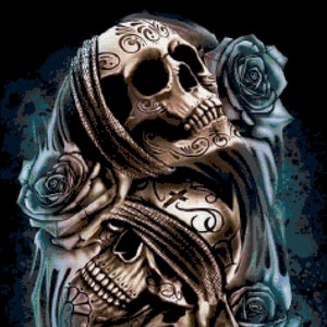 Hear No Evil Skulls Cross Stitch Pattern by A Cross Stitch Pattern, Full Coverage Cross Stitch Pattern,Instant Download Cross Stitch Pattern