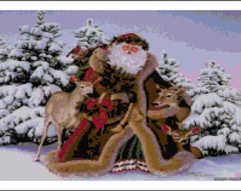 Christmas Santa Cross Stitch Pattern by Kustom Cross Stitch, Full Coverage Cross Stitch Pattern, Instant Download Cross Stitch Pattern