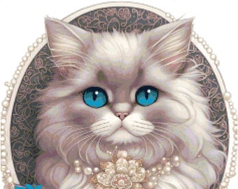 Majestic Cat Cross Stitch Pattern by A Cross Stitch Pattern, Full Coverage Cross Stitch Pattern, Instant Download Cross Stitch Pattern