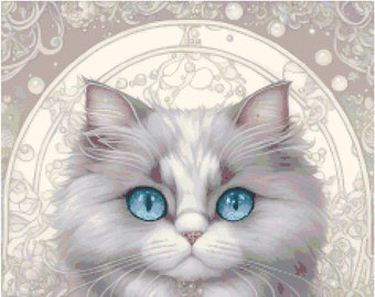 Majestic Cat 1 Cross Stitch Pattern by A Cross Stitch Pattern, Full Coverage Cross Stitch Pattern, Instant Download Cross Stitch Pattern