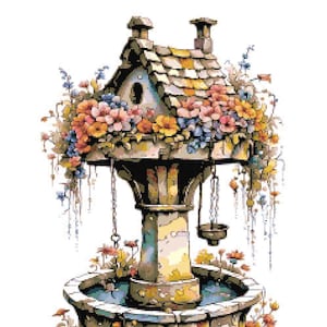 Bird House Cross Stitch Pattern by A Cross Stitch Pattern, Full Coverage Cross Stitch Pattern, Instant Download Cross Stitch Pattern