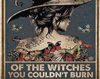 Witches Cross Stitch Pattern by Kustom Cross Stitch, Full Coverage Cross Stitch Pattern, Instant Download Cross Stitch Pattern