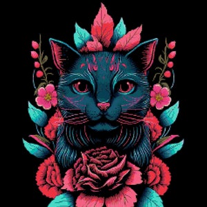Abstract Cat 1 Cross Stitch Pattern by Kustom Cross Stitch, Full Coverage Cross Stitch Pattern, Instant Download Cross Stitch Pattern