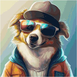 Dog In Shades 2 Cross Stitch Pattern by Kustom Cross Stitch, Full Coverage Cross Stitch Pattern, Instant Download Cross Stitch Pattern