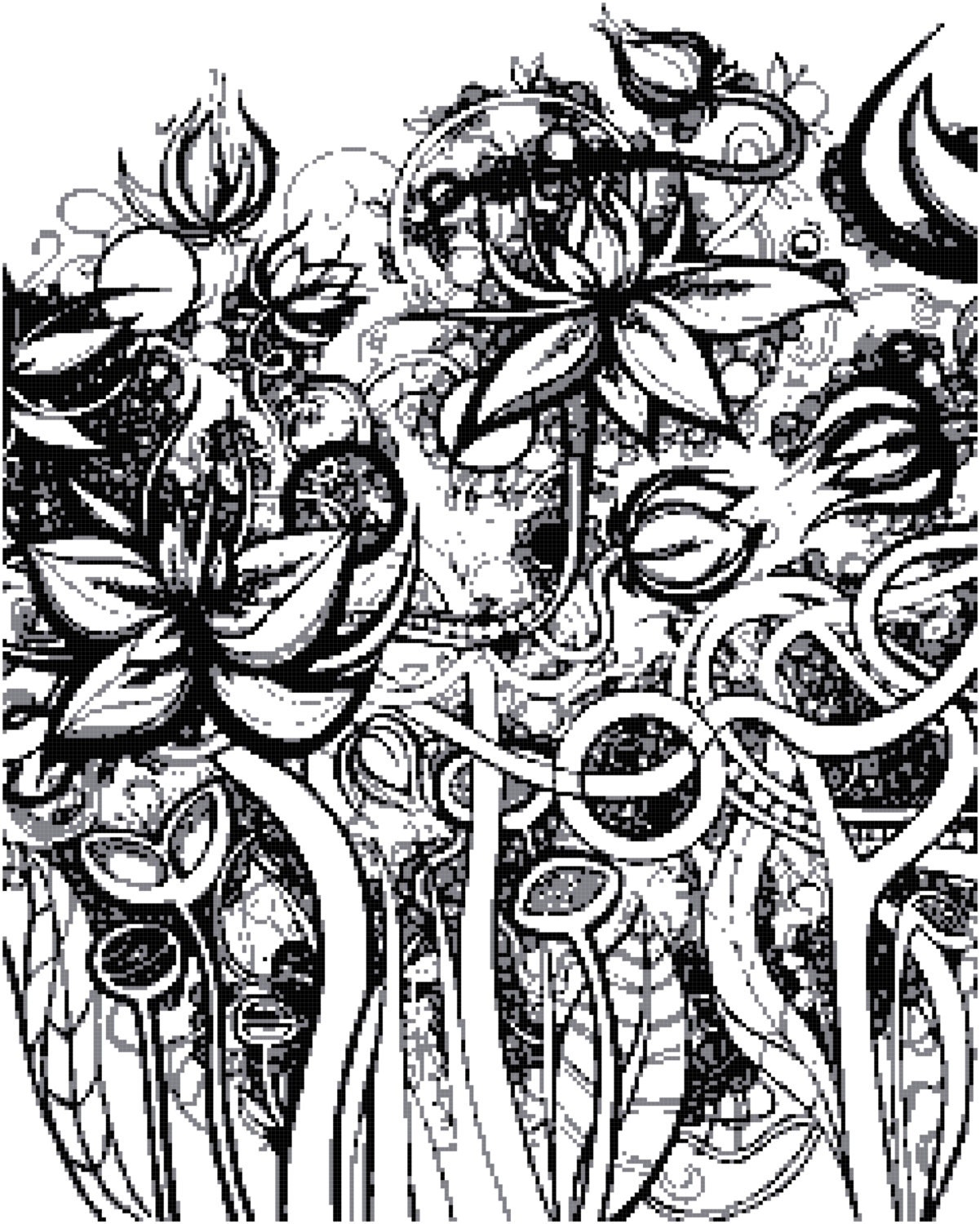 Download Adult Coloring Plants Cross Stitch Printable Needlework | Etsy