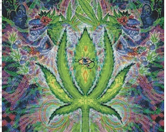 Weed Dreams Fantasy Cross Stitch Printable Needlework Pattern - DIY Crossstitch Chart, Relaxing Hobby, Instant Download