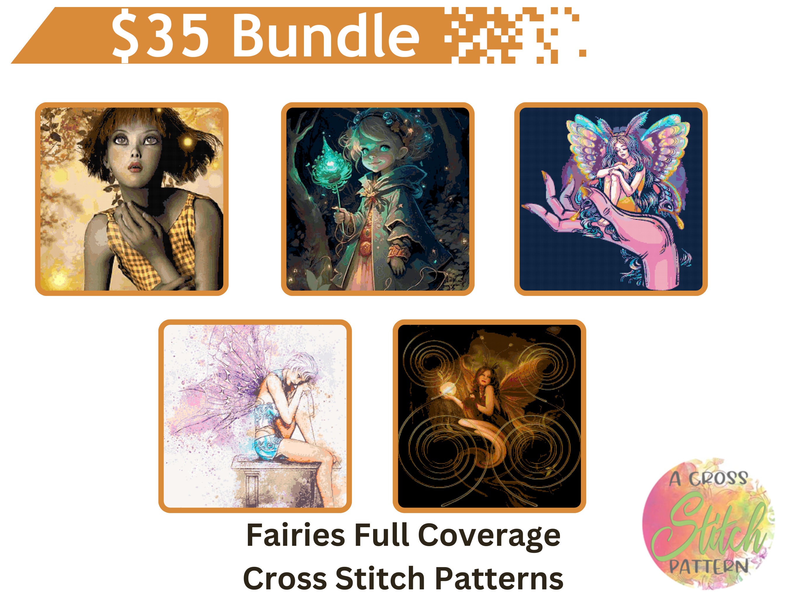 Fairies Cross Stitch Pattern Bundle: Full Coverage (digital Download ...