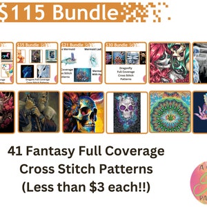 Fantasy Cross Stitch Pattern Bundle by A Cross Stitch Pattern / Modern Cross Stitch Patterns / 41 Full Coverage Instant Downloads