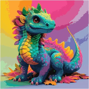 Lil Dragon 3 Cross Stitch Pattern A Cross Stitch Pattern, Full Coverage Cross Stitch Pattern, Instant Download Cross Stitch Pattern