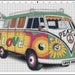 Peace Hippie VW Bus Cross Stitch Printable Needlework Pattern - DIY Crossstitch Chart, Relaxing Hobby, Instant Download