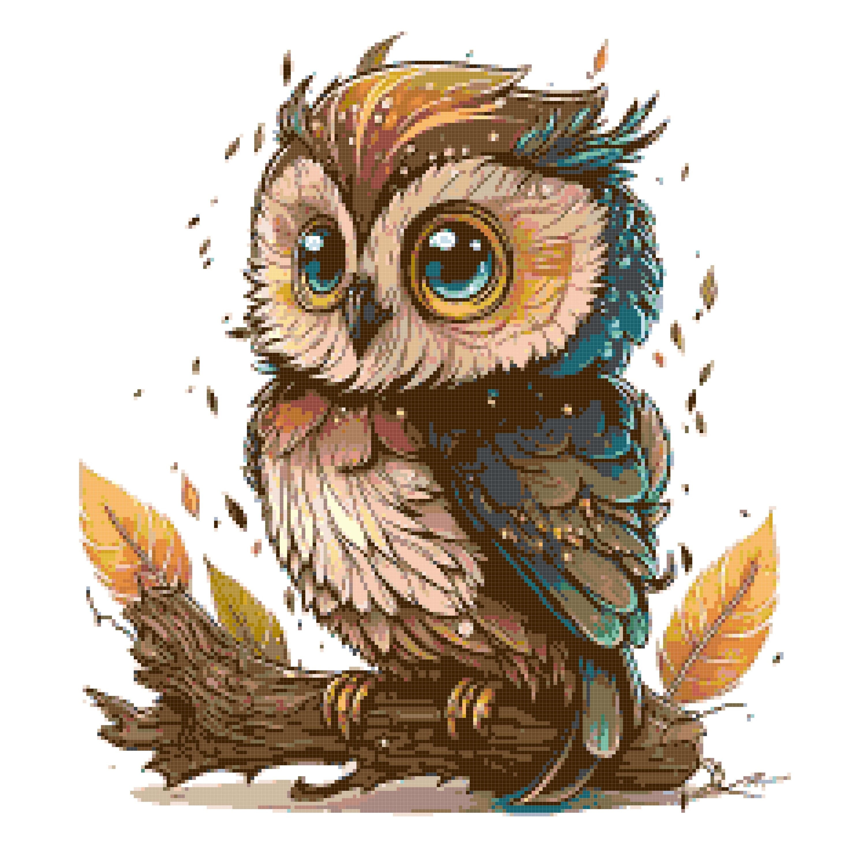 Owl Cartoon Cross Stitch Pattern by A Cross Stitch Pattern, Full Coverage Cross Stitch Pattern, Inst