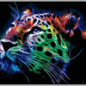 Fractal Tiger Cross Stitch Printable Needlework Pattern - DIY Crossstitch Chart, Relaxing Hobby, Instant Download PDF D
