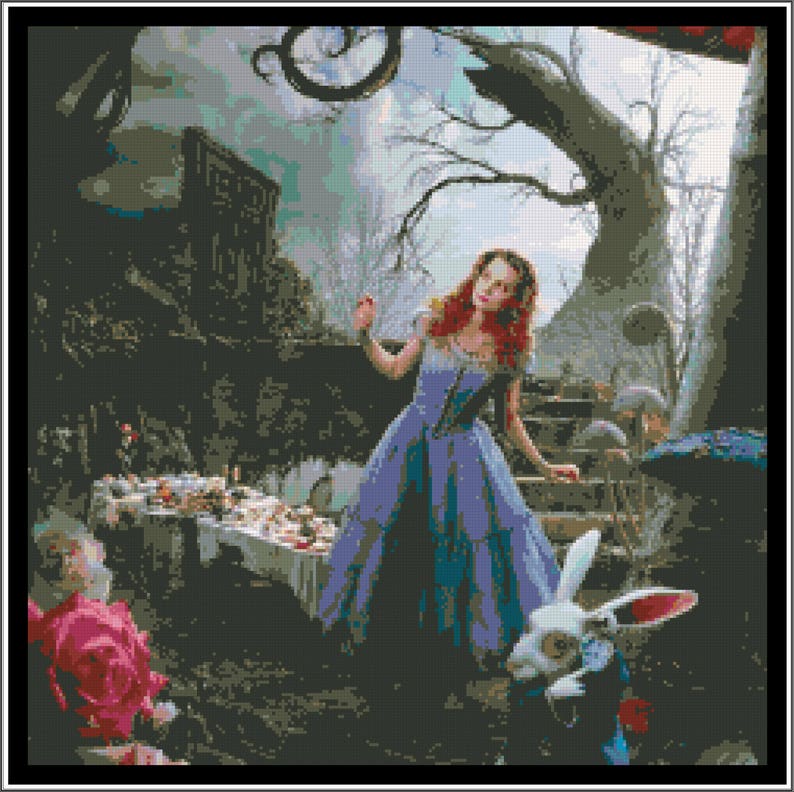 Alice in Wonderland Cross Stitch PDF Needlework Pattern DIY - Etsy