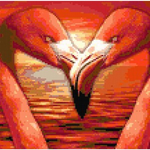 Flamingos Cross Stitch Pattern by Kustom Cross Stitch, Full Coverage Cross Stitch Pattern, Instant Download Pattern