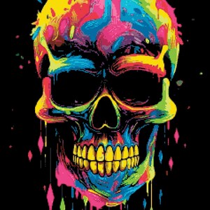Dripping Skull 2 Cross Stitch Pattern by A Cross Stitch Pattern, Full Coverage Cross Stitch Pattern, Instant Download Pattern