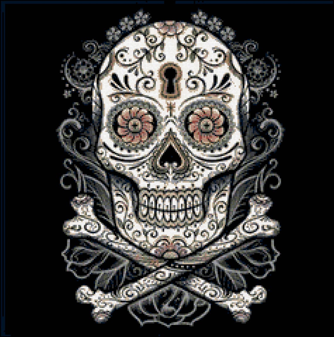 Dark Sugar Skull Cross Stitch Printable Needlework Pattern - Etsy