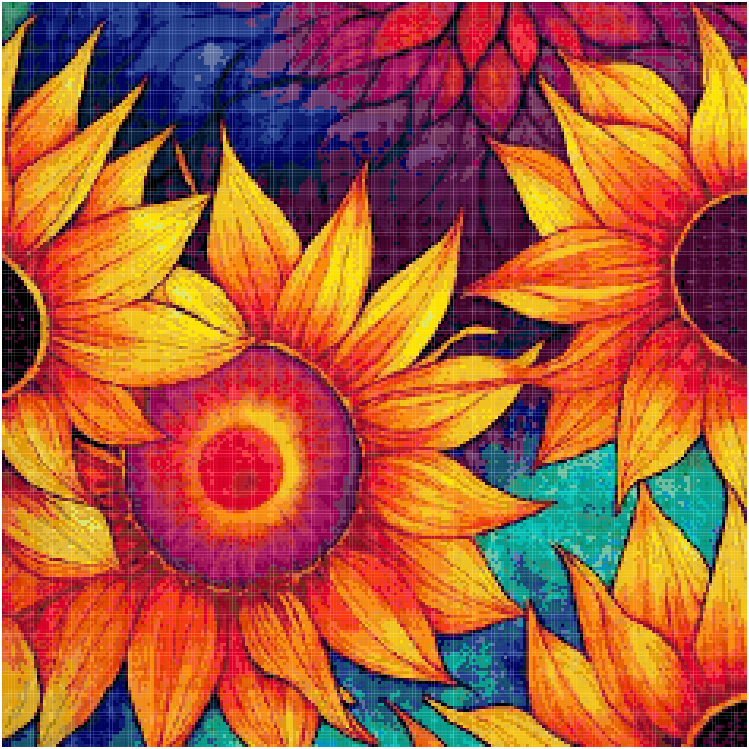 Flowers Cross Stitch Pattern by A Cross Stitch Pattern, Full Coverage Cross Stitch Pattern, Instant Download Cross Stitch Pattern