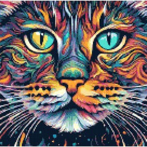 Cat Face Cross Stitch Pattern by A Cross Stitch Pattern, Full Coverage Cross Stitch Pattern, Instant Download Cross Stitch Pattern