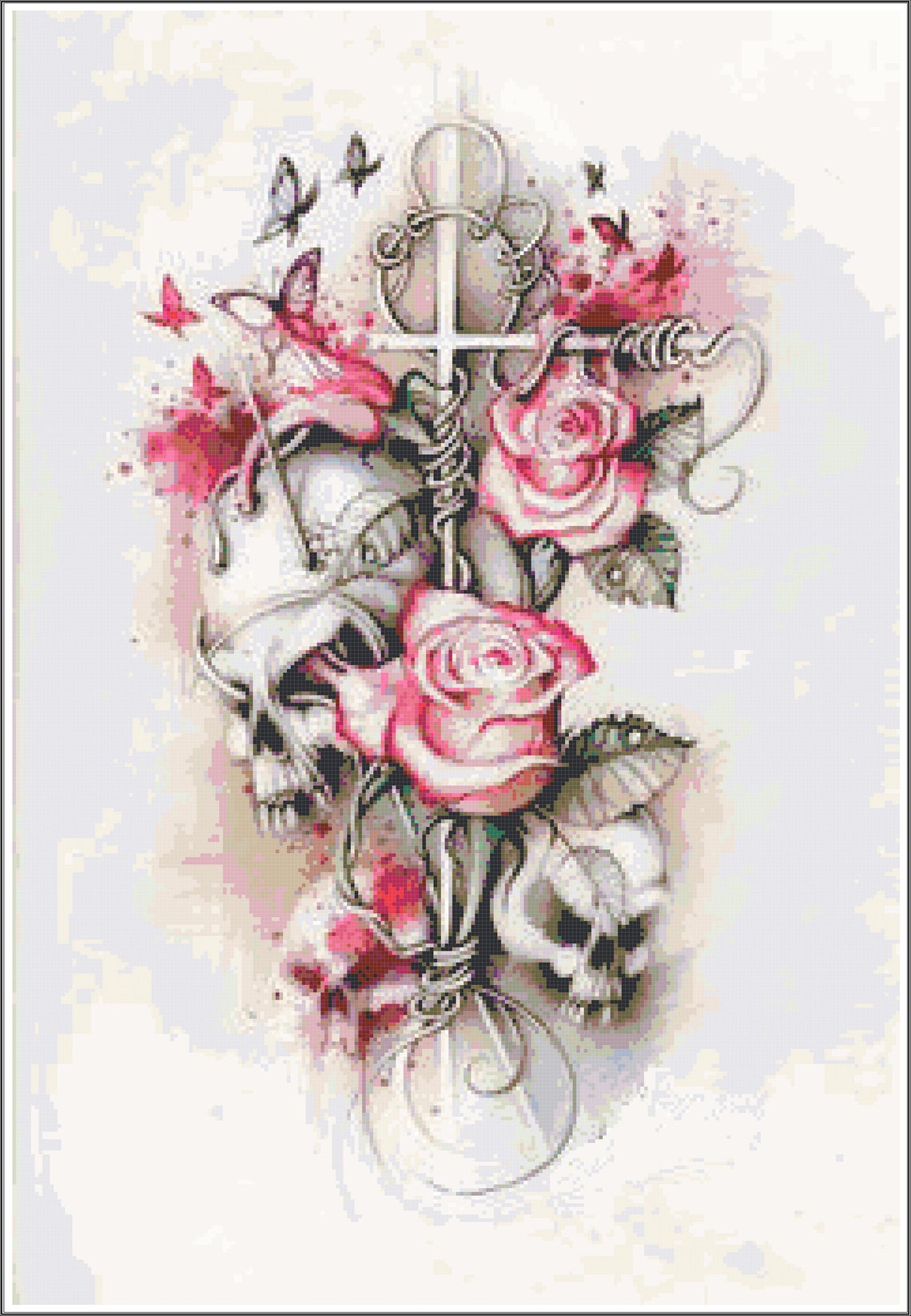 Roses Skull Cross Stitch Pattern – Gothic Needlework (PDF Pattern) - Etsy