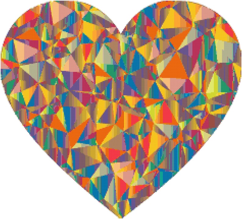 Geometric Heart Cross Stitch PDF Needlework Pattern DIY Crossstitch