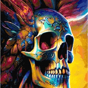 Flying Skull Cross Stitch Pattern by A Cross Stitch Pattern, Full Coverage Cross Stitch Pattern, Instant Download Cross Stitch Pattern