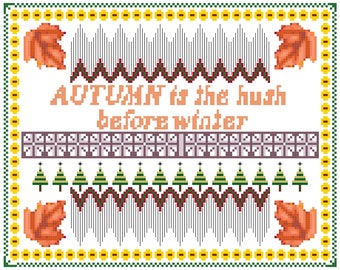 Fun, Easy Autumn Sampler Cross Stitch Printable Needlework Pattern - DIY Crossstitch Chart, Relaxing Hobby, Instant Dow