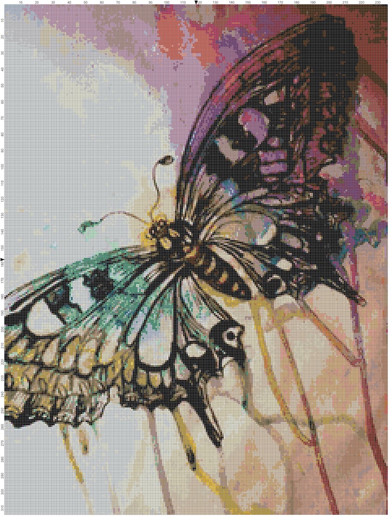 Watercolor Butterfly Cross Stitch Pattern by Kustom Cross Stitch Large, Full Coverage Pattern